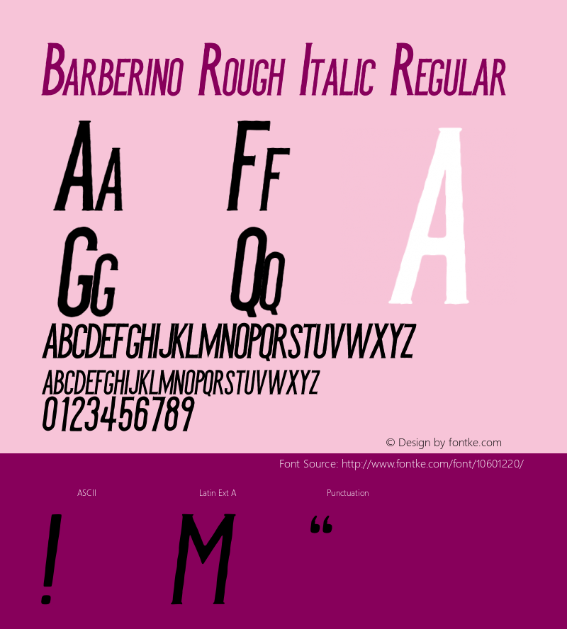 Barberino Rough Italic Regular Version 1.00 2014图片样张