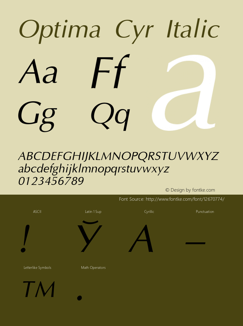 Optima Cyr Italic 001.000图片样张