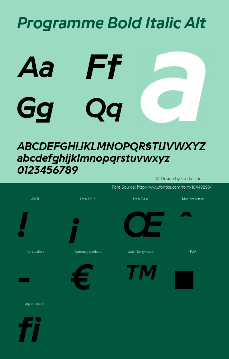 Programme Bold Italic Alt Version 1.000图片样张