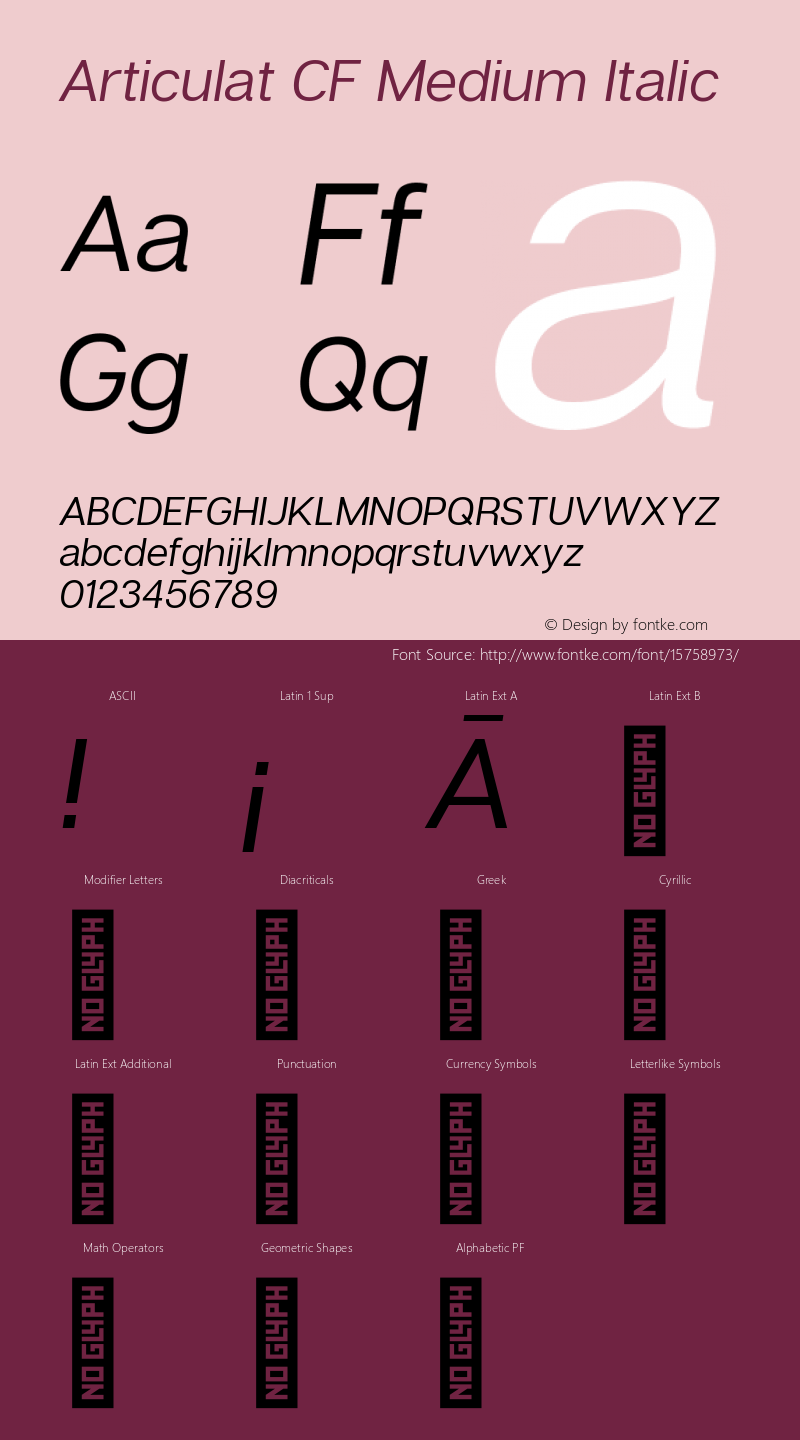 Articulat CF Medium Italic Version 1.030图片样张