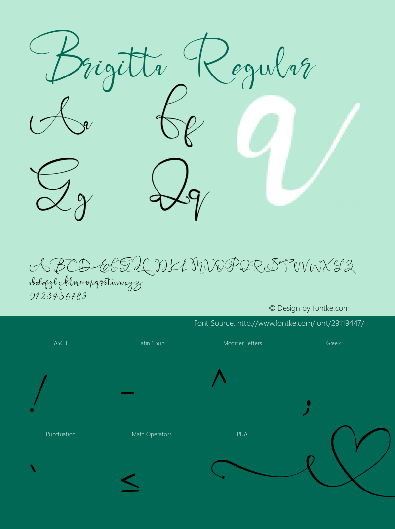 Brigitta Version 1.00;March 28, 2019;FontCreator 11.5.0.2430 64-bit图片样张