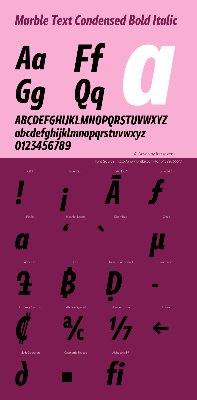 Marble Text Condensed Bold Italic Version 1.001图片样张