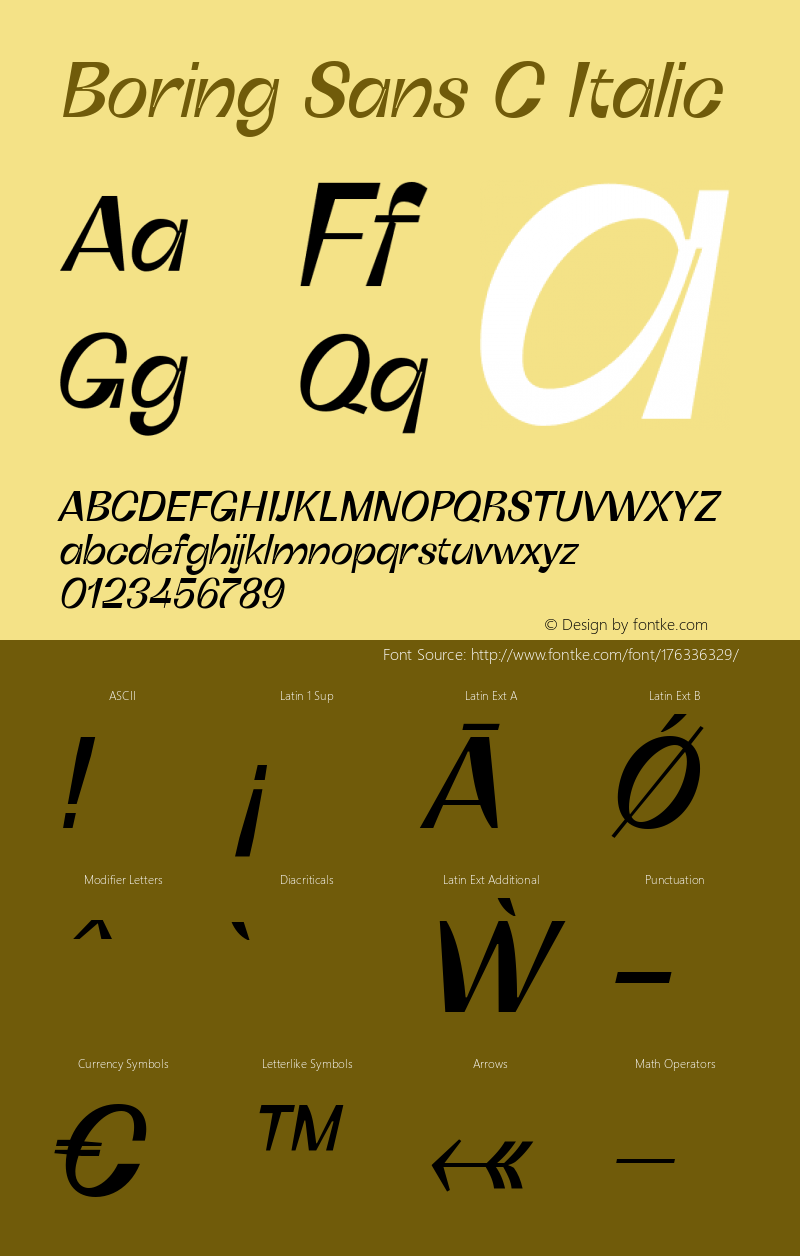 Boring Sans C Italic Version 1.000图片样张