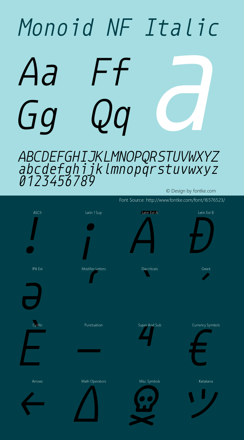 Monoid NF Italic Version 0.61;Nerd Fonts 0.8.图片样张