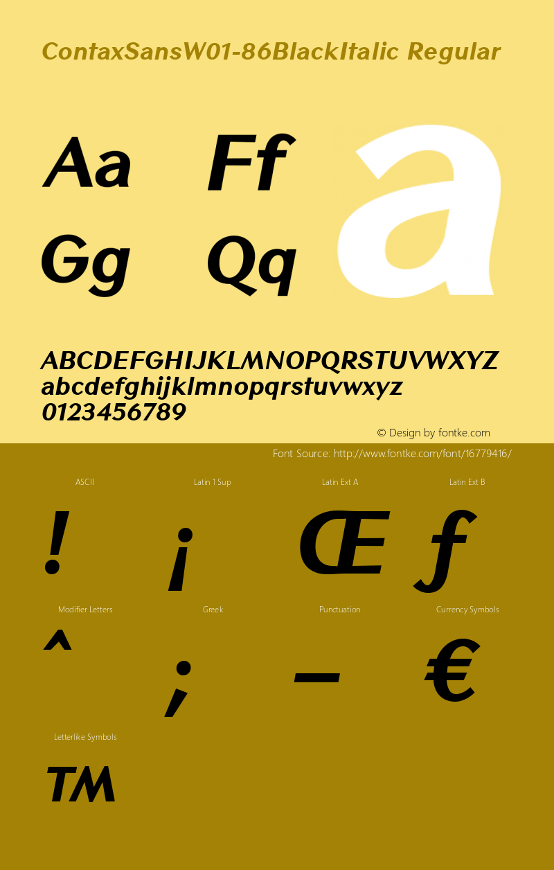 ContaxSansW01-86BlackItalic Regular Version 1.00图片样张