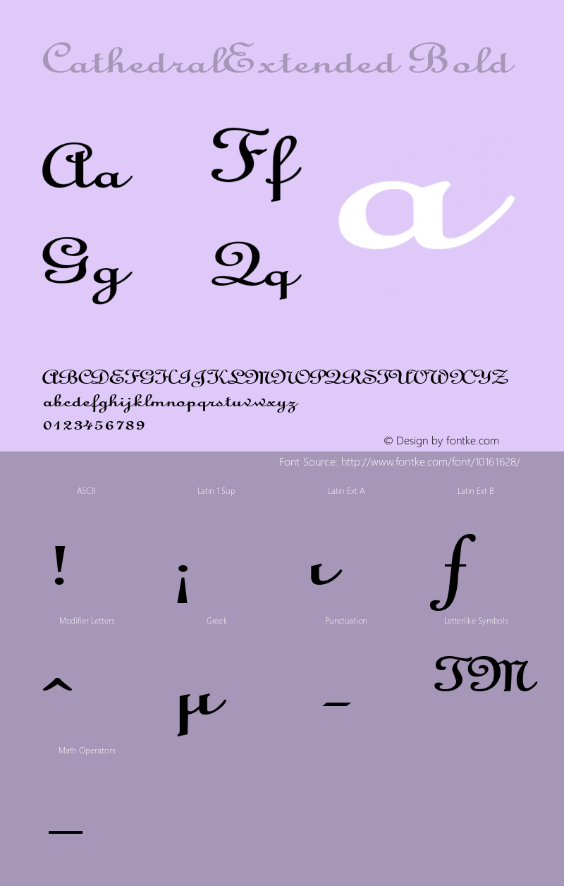 CathedralExtended Bold Altsys Fontographer 4.1 5/5/95图片样张