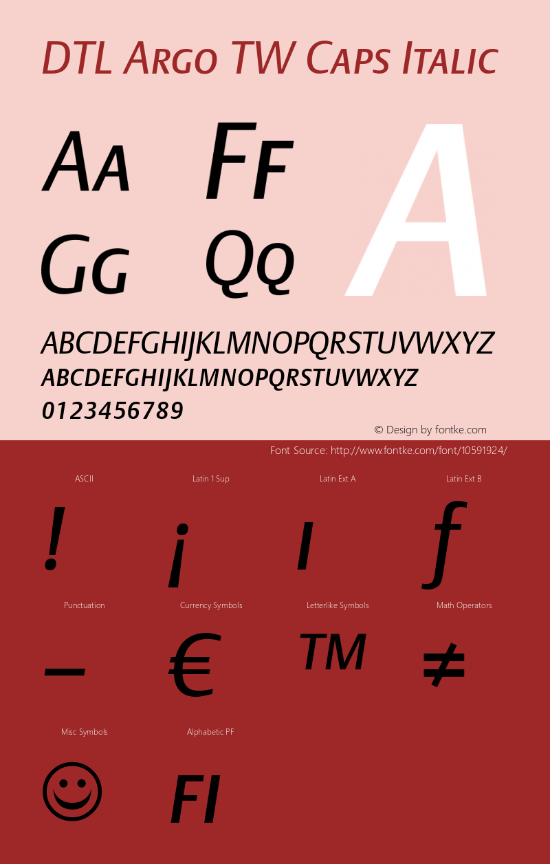 DTL Argo TW Caps Italic Version 001.000图片样张