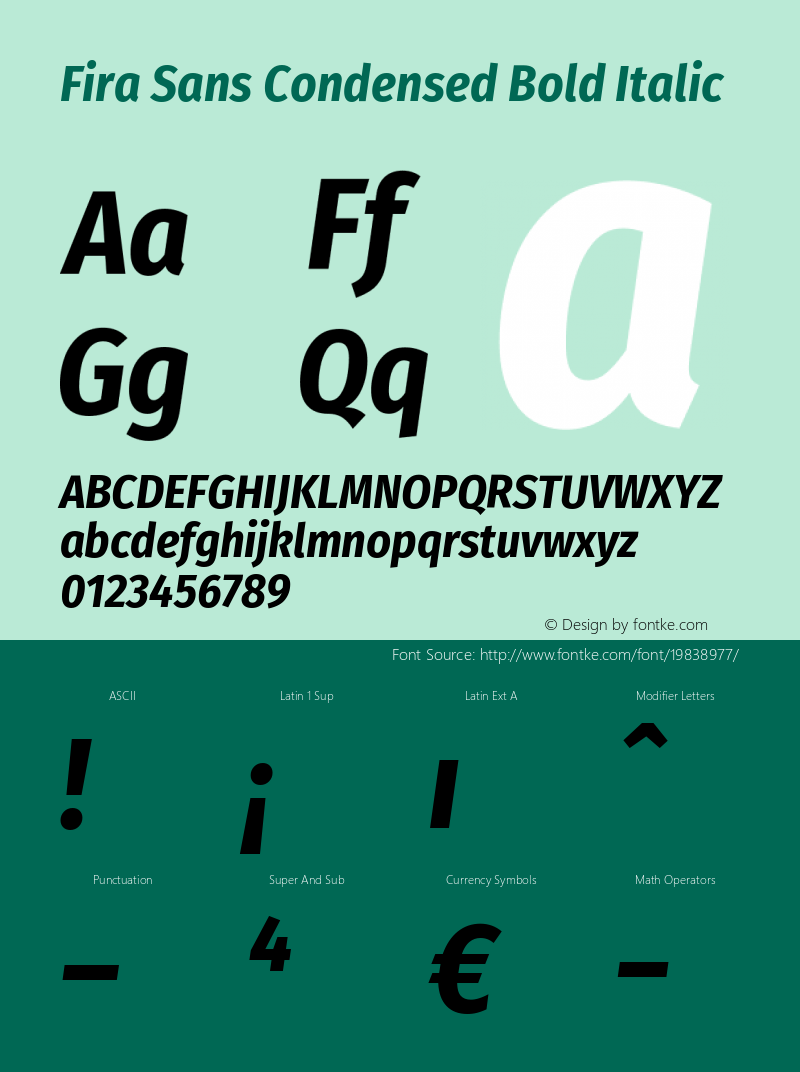 Fira Sans Condensed Bold Italic Version 4.203图片样张