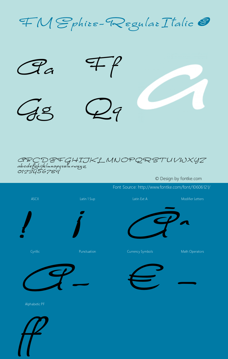 FMEphire-RegularItalic ☞ Version 2.005;com.myfonts.fontmaker.fm-ephire.italic.wfkit2.3V2o图片样张