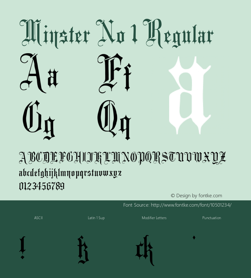 Minster No 1 Regular Version 1.0; 2002; initial release图片样张