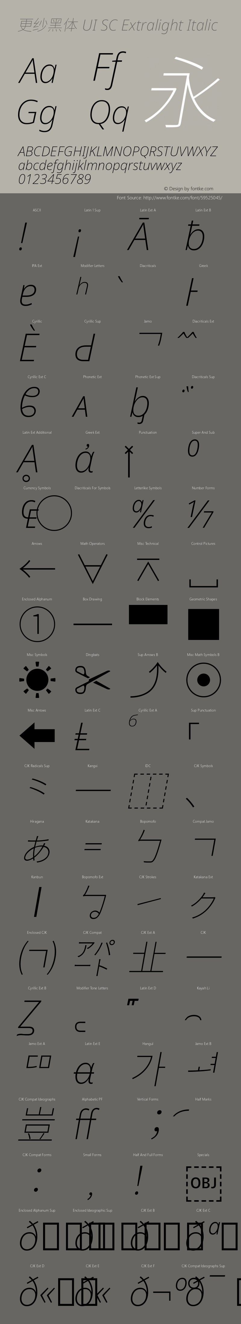 更纱黑体 UI SC Extralight Italic 图片样张