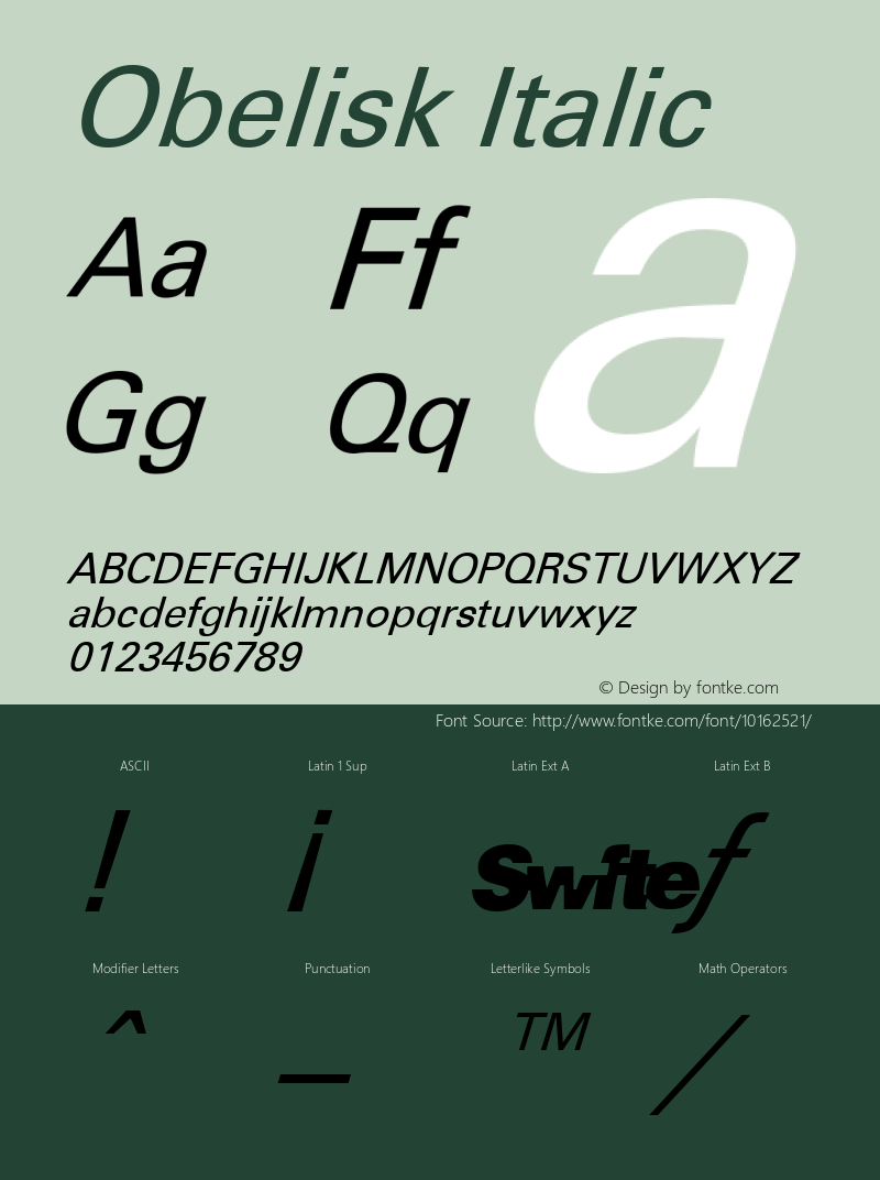 Obelisk Italic Rev. 002.002图片样张