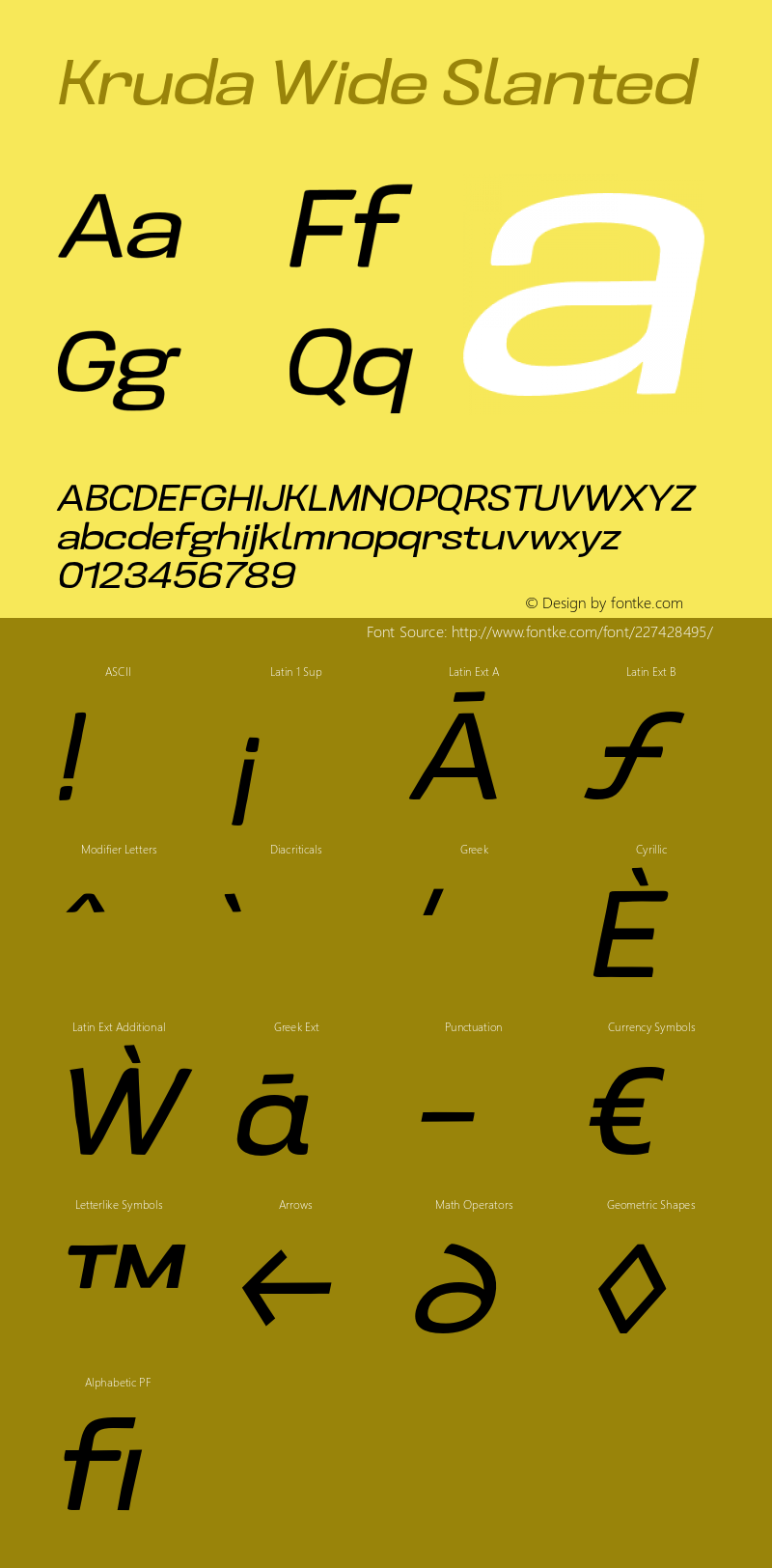 Kruda-WideSlanted Version 1.000;PS 001.000;hotconv 1.0.88;makeotf.lib2.5.64775图片样张