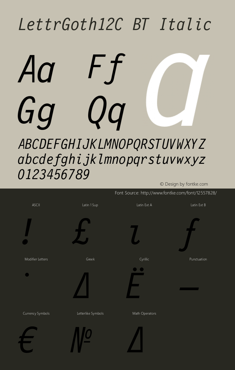 LettrGoth12C BT Italic OTF 1.0;PS 001.000;Core 116;AOCW 1.0 161图片样张