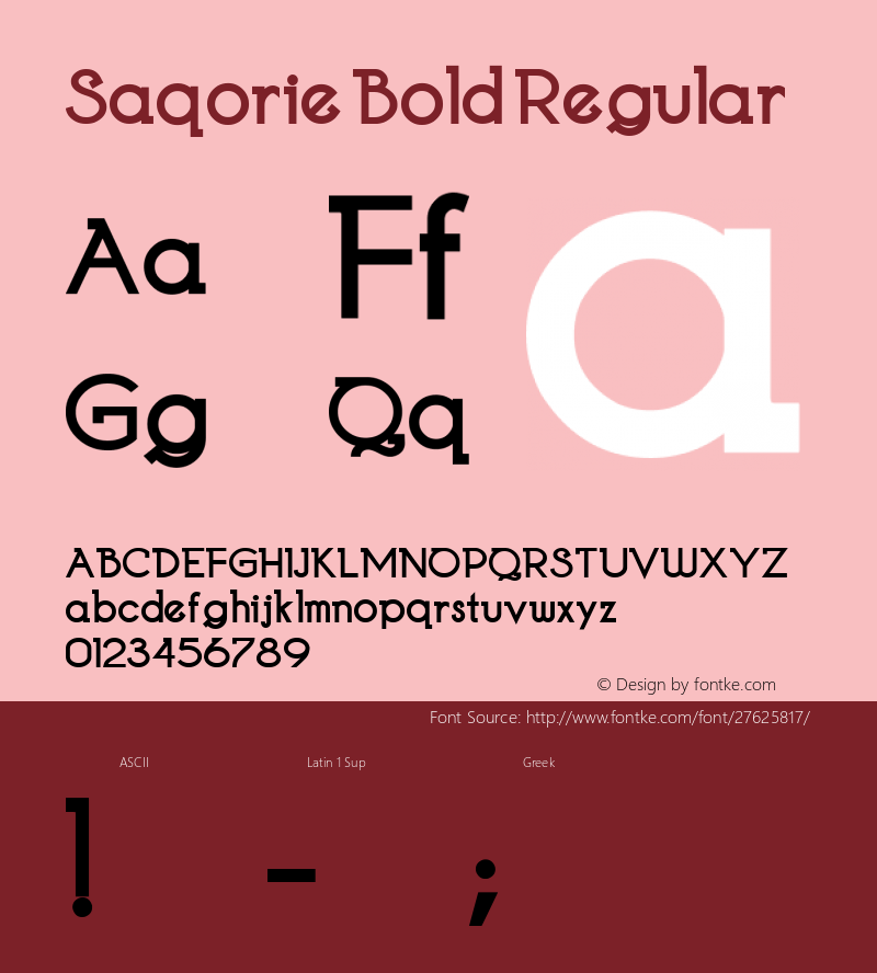 Saqorie Bold Version 1.00;November 15, 2018;FontCreator 11.5.0.2421 32-bit图片样张