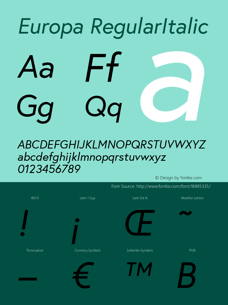 Europa RegularItalic 1.000图片样张