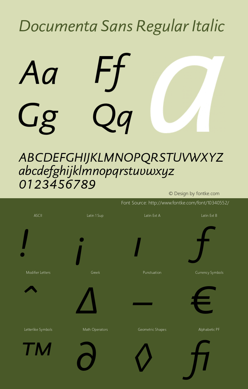 Documenta Sans Regular Italic Version 1.0 24-01-98 | By Frank E. Blokland, Dutch Type Library-URW | Homemade OpenType version图片样张