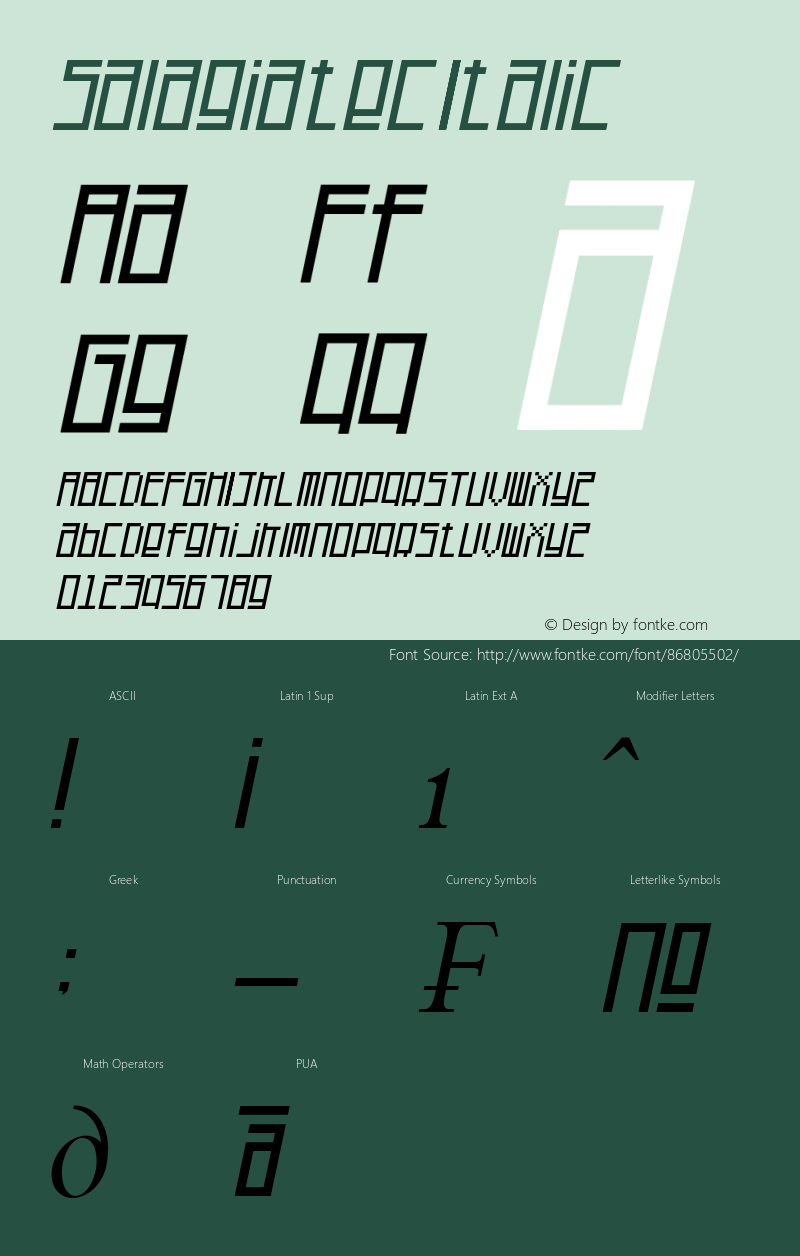 Salagiatec Italic Version 1.00;July 23, 2019;FontCreator 11.5.0.2422 64-bit图片样张