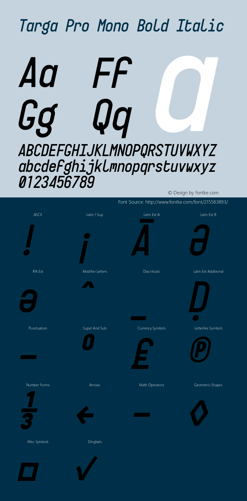 Targa Pro Mono Bold Italic Version 3.003图片样张