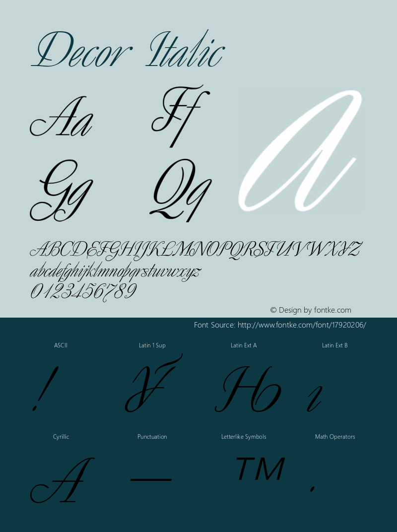 Decor Italic Converted from H:\FONTS\DECOR.TF1 by ALLTYPE图片样张