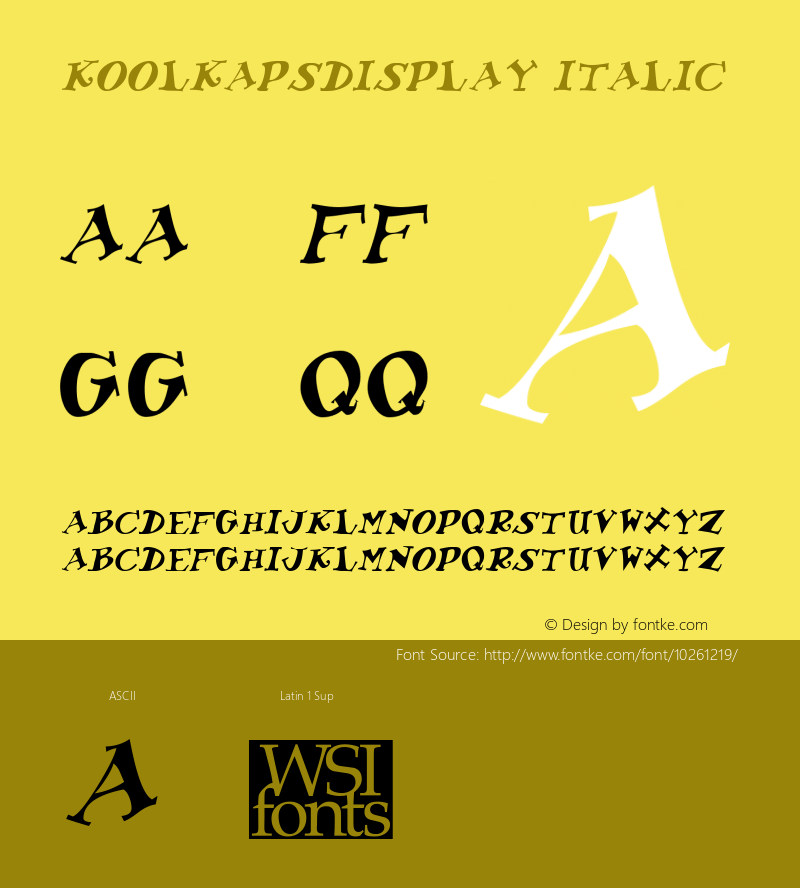 KoolKapsDisplay Italic Macromedia Fontographer 4.1 6/29/96图片样张