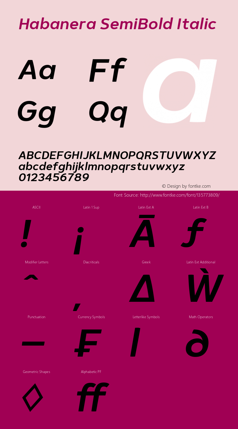 Habanera SemiBold Italic 1.0图片样张