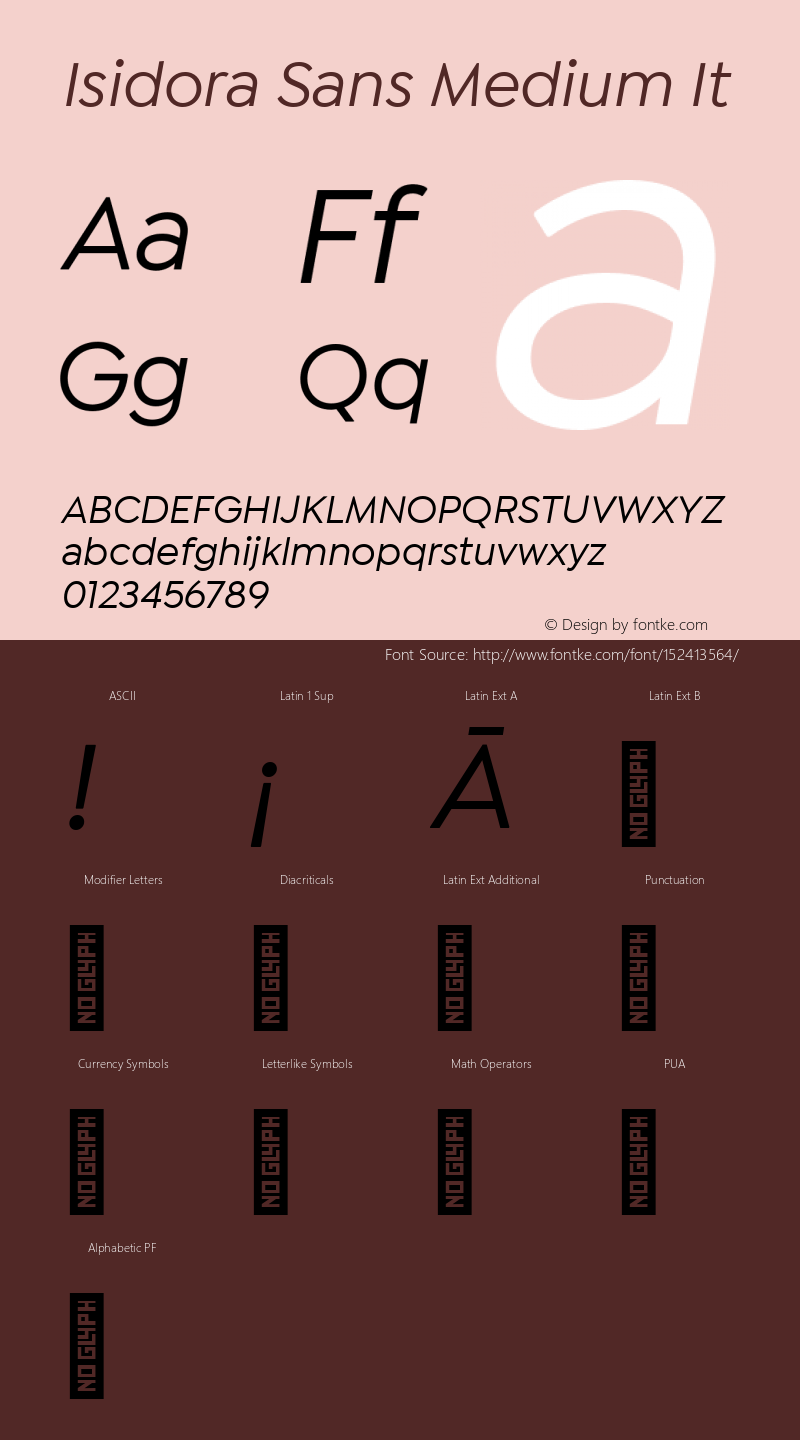 Isidora Sans Medium It Version 1.000;PS 001.000;hotconv 1.0.88;makeotf.lib2.5.64775图片样张