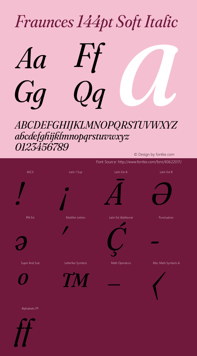 Fraunces 144pt Soft Italic Version 1.000;[0bf87f6ff]图片样张