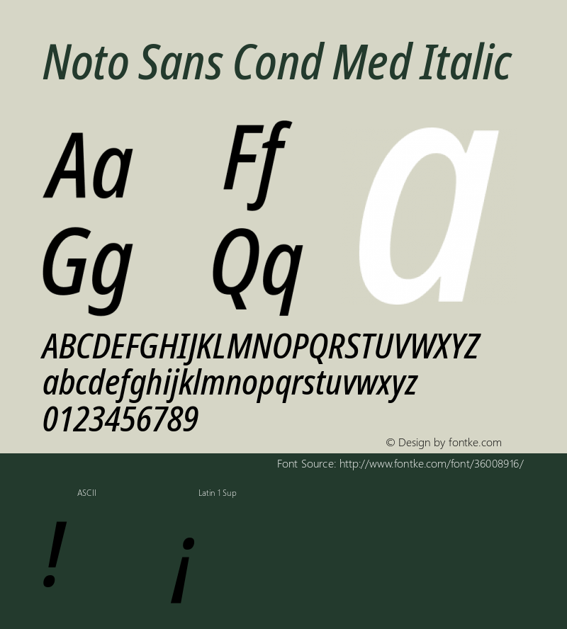 Noto Sans Condensed Medium Italic Version 2.000;GOOG;noto-source:20170915:90ef993387c0图片样张