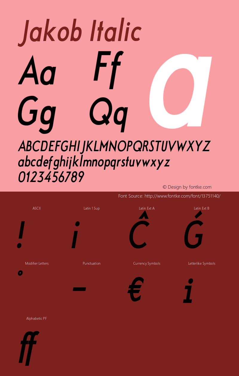 Jakob Italic Version 1.8 (17.12.2010) 图片样张