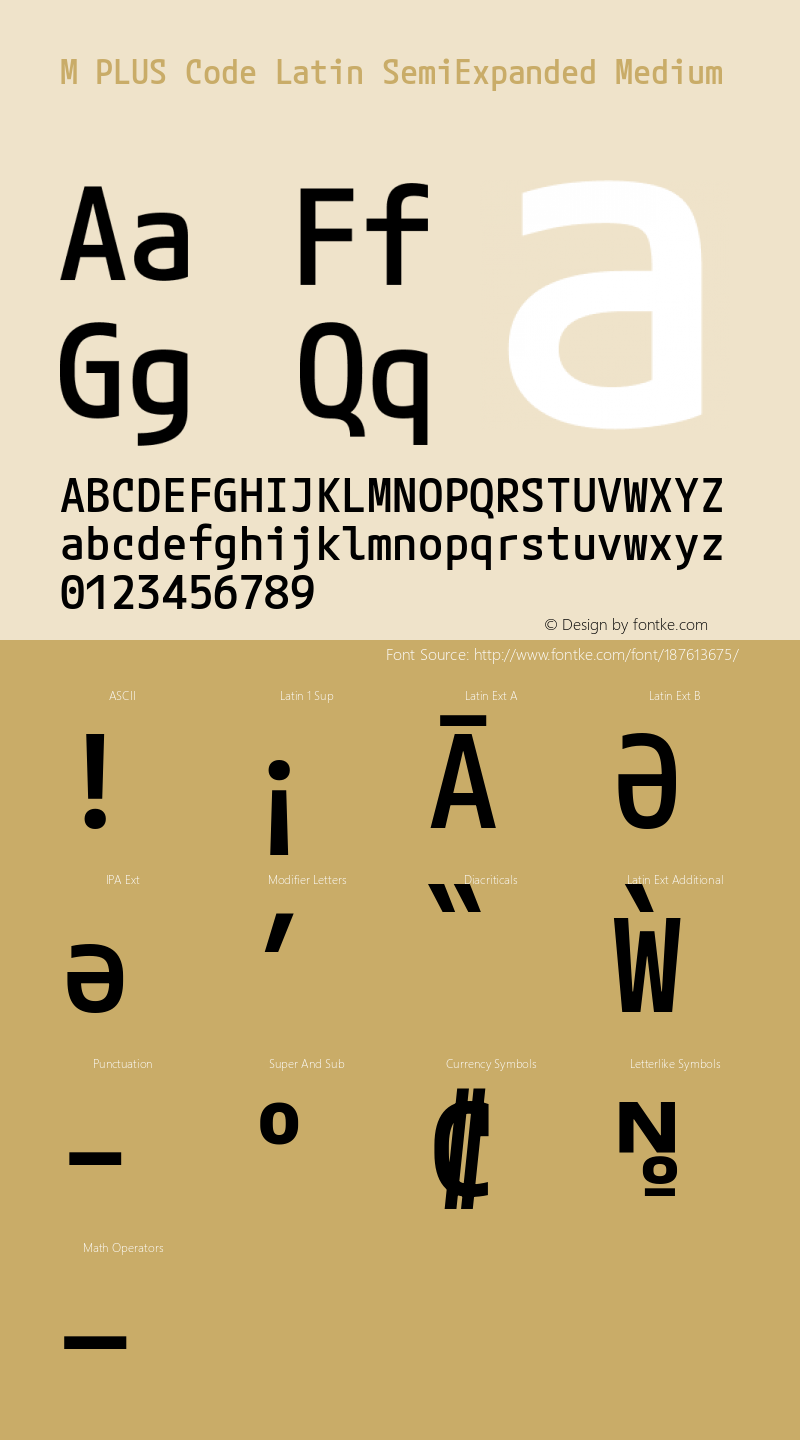 M PLUS Code Latin SemiExpanded Medium Version 1.002; ttfautohint (v1.8.3)图片样张