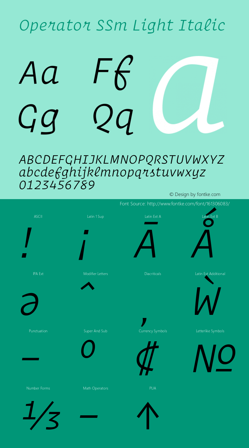 Operator SSm Light Italic Version 1.200 Pro图片样张