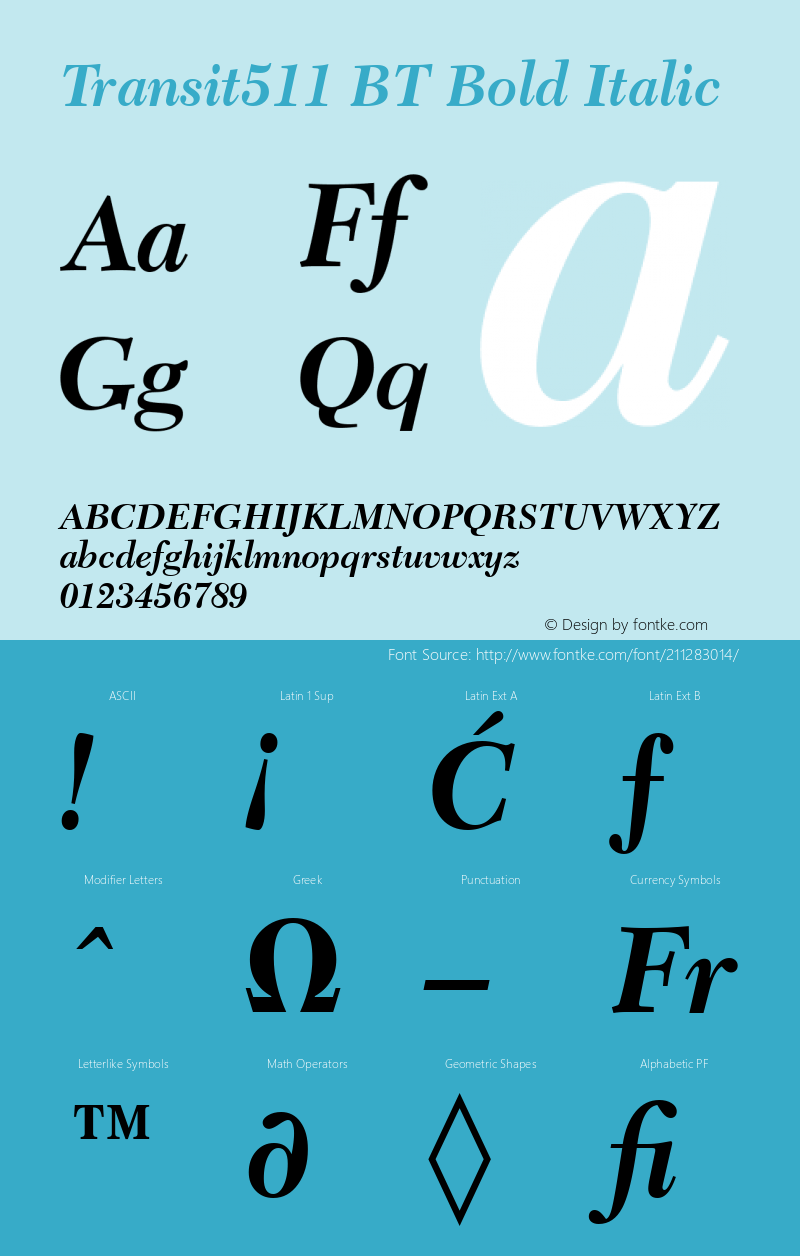 Transit511 BT Bold Italic Version 1.01 emb4-OT图片样张