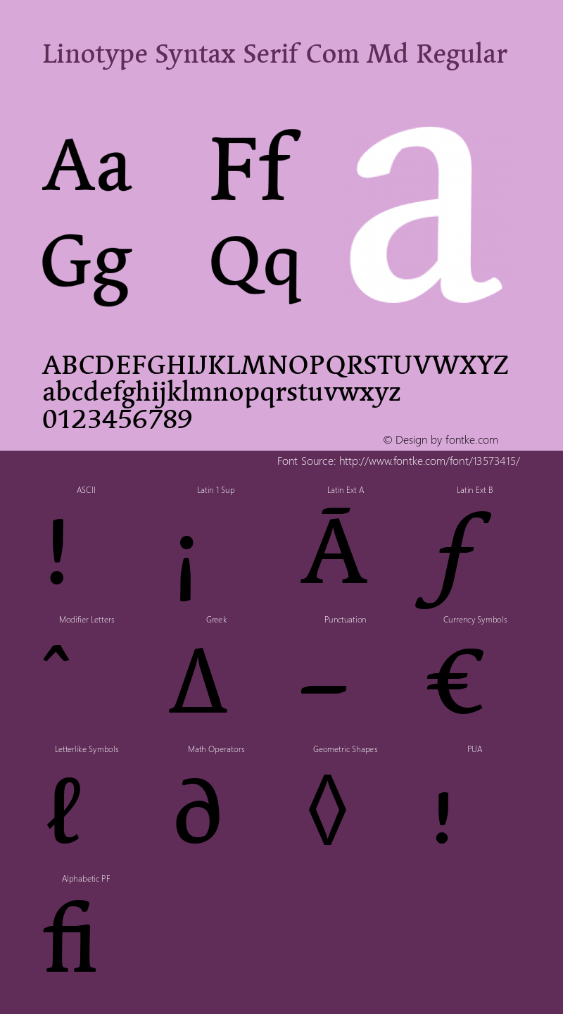 Linotype Syntax Serif Com Md Regular Version 1.01图片样张