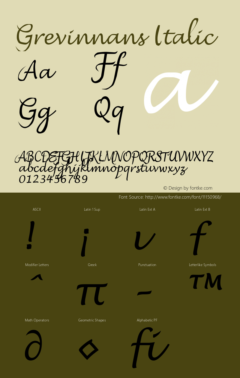 Grevinnans Italic Version 001.000图片样张