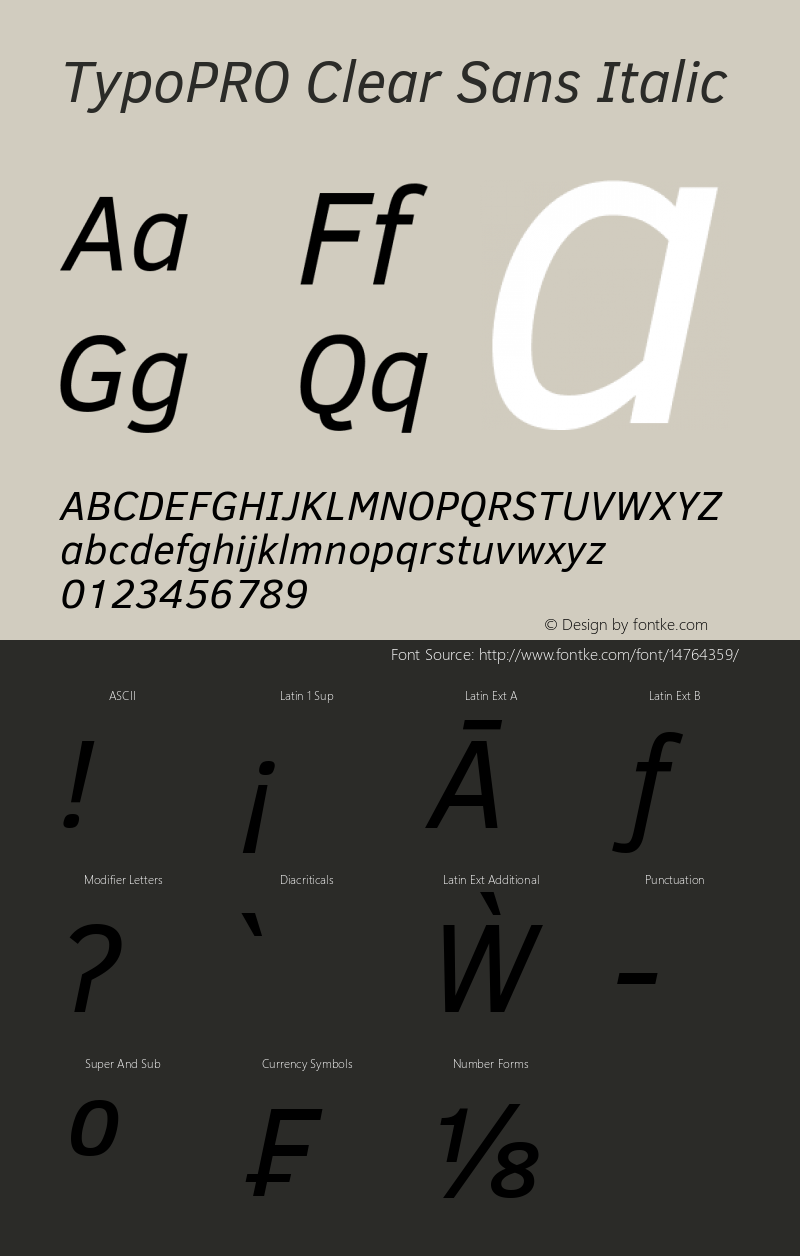 TypoPRO Clear Sans Italic Version 1.00图片样张