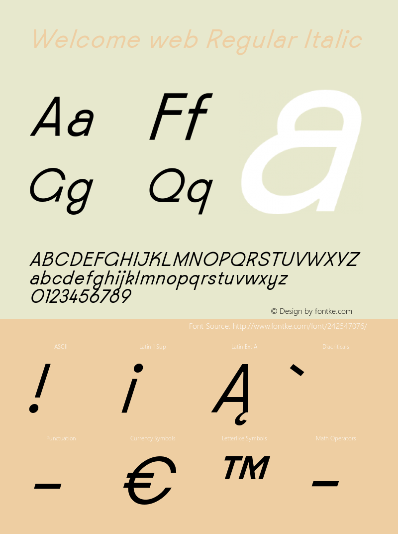 Welcome web Regular Italic Version 1.200 | FøM Fix图片样张