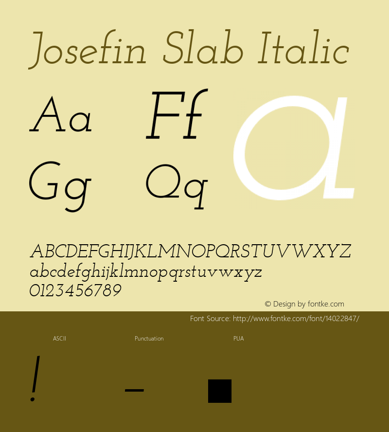 Josefin Slab Italic Version 1.0图片样张