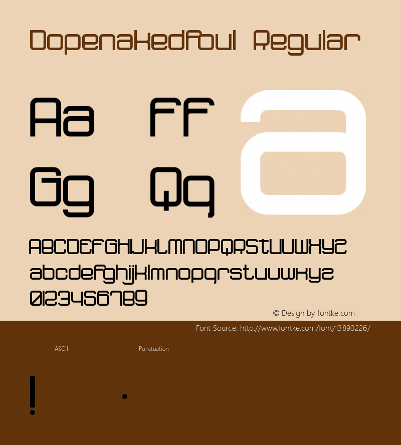Dopenakedfoul Regular Macromedia Fontographer 4.1.2 12/14/98图片样张