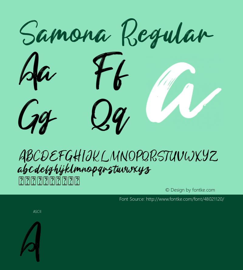 Samona Version 1.00;November 29, 2019;FontCreator 11.5.0.2430 64-bit图片样张