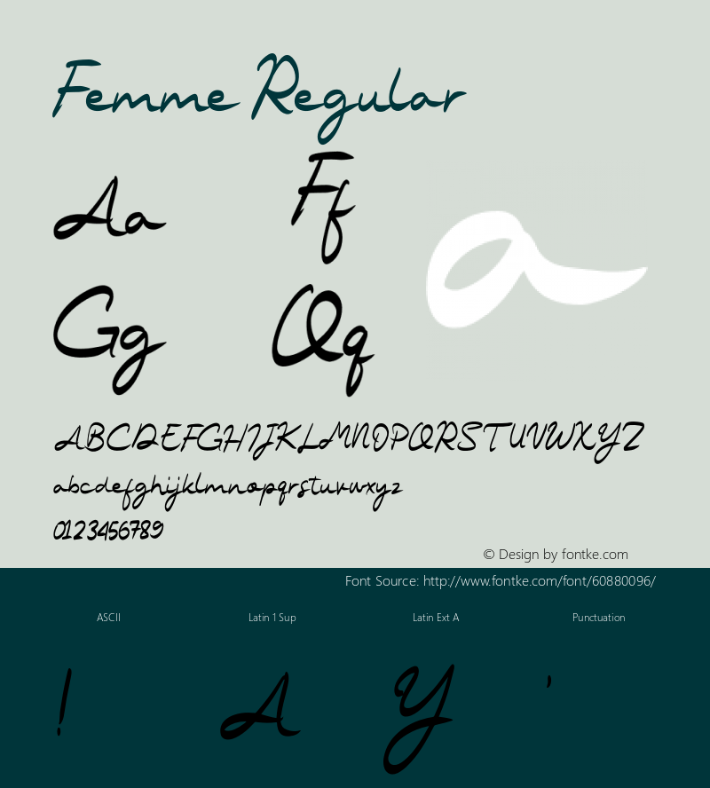FemmeRegular Version 1.005;Fontself Maker 3.4.0图片样张