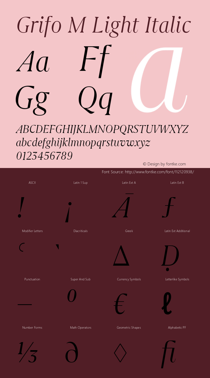 Grifo M Light Italic Version 2.001图片样张