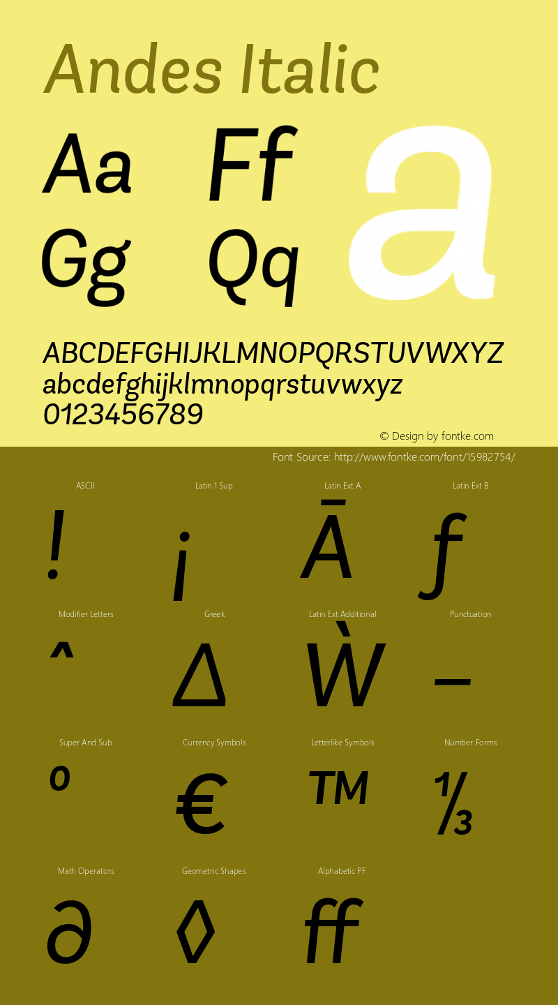 Andes Italic Version 1.000图片样张