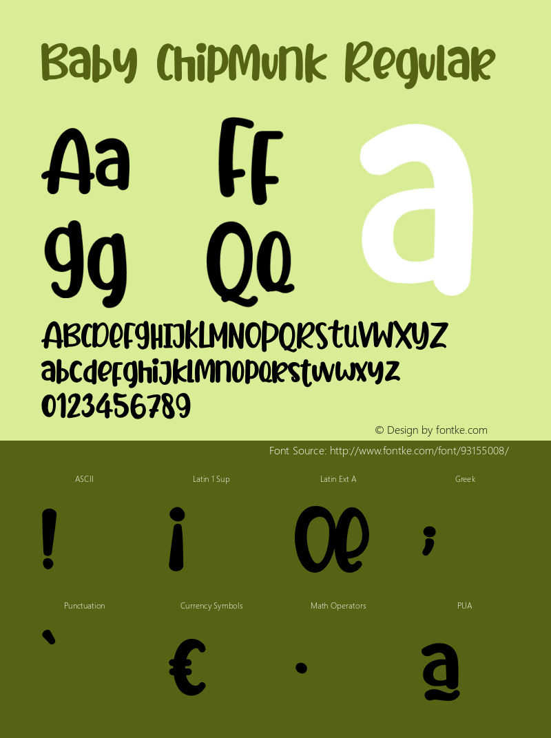 Baby Chipmunk Version 1.00;October 5, 2020;FontCreator 12.0.0.2567 64-bit图片样张