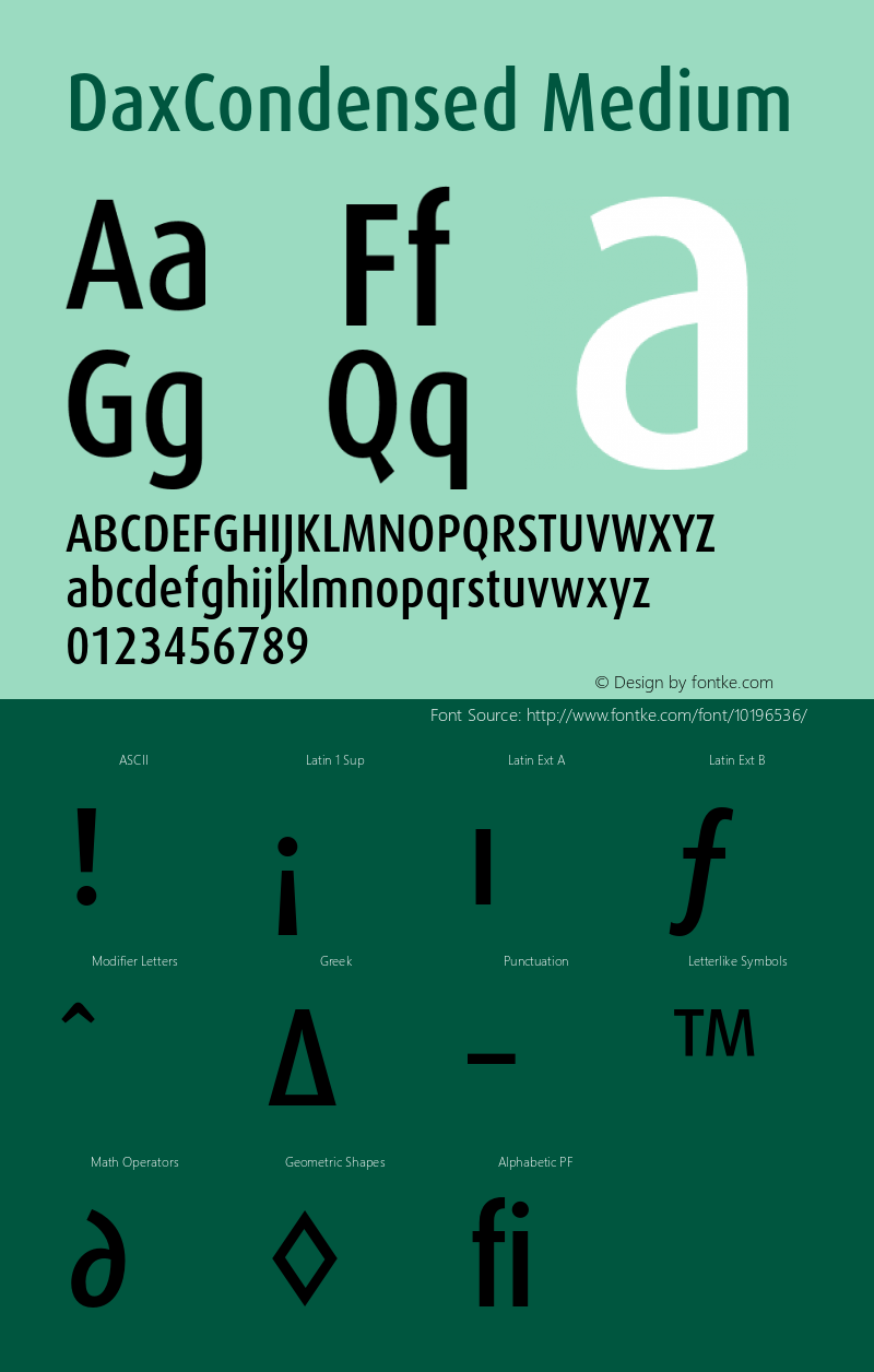 DaxCondensed Medium 001.000图片样张