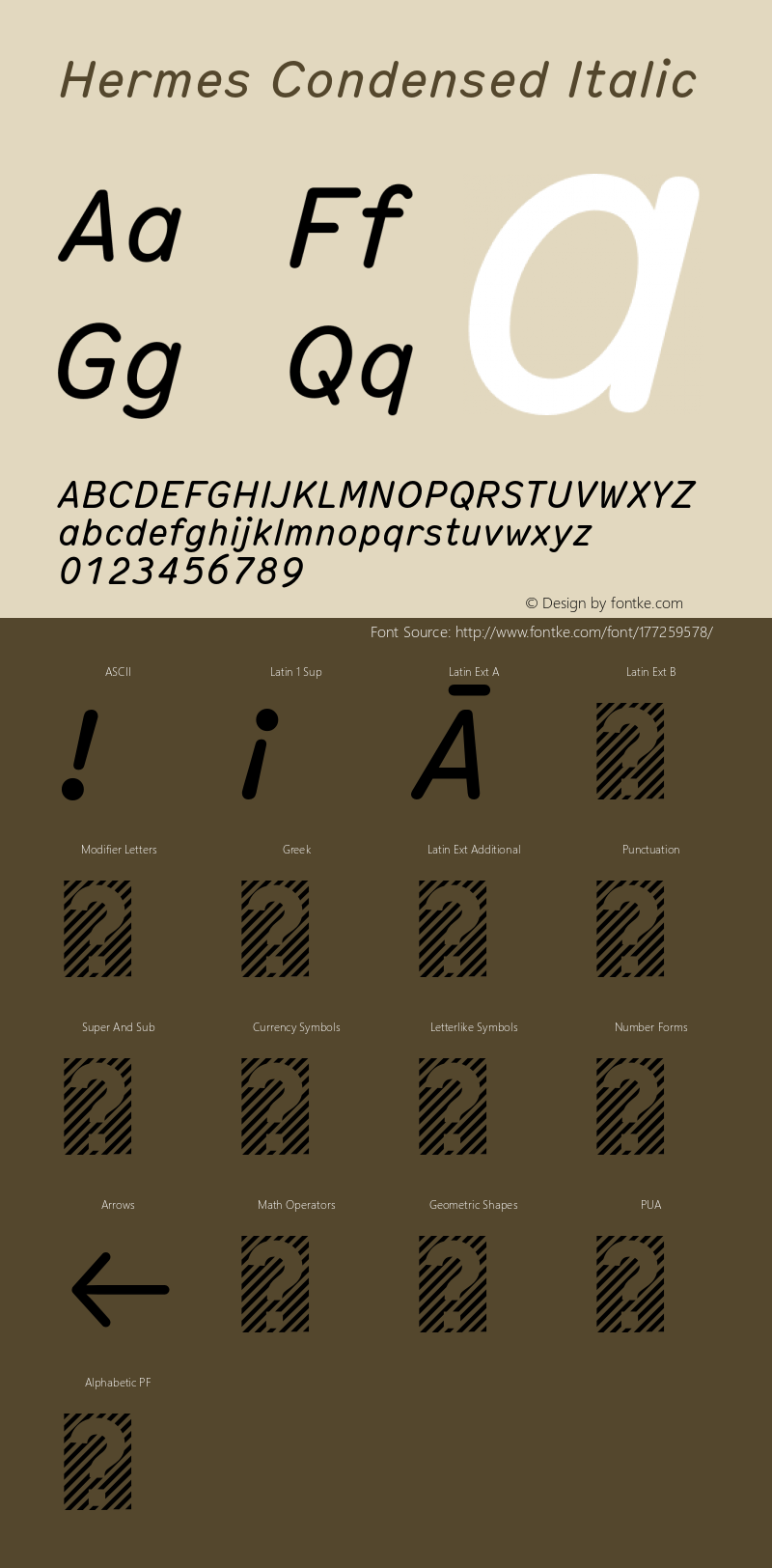 HermesCondensed-Italic Version 1.000 | wf-rip DC20140115图片样张