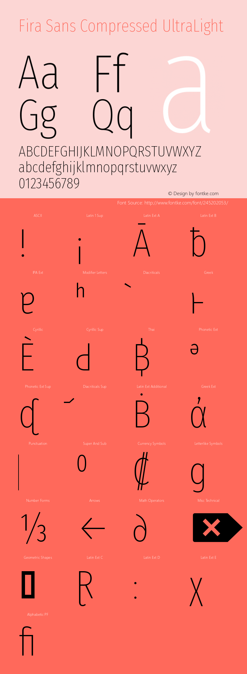 Fira Sans Compressed UltraLight Version 4.203;PS 004.203;hotconv 1.0.88;makeotf.lib2.5.64775图片样张