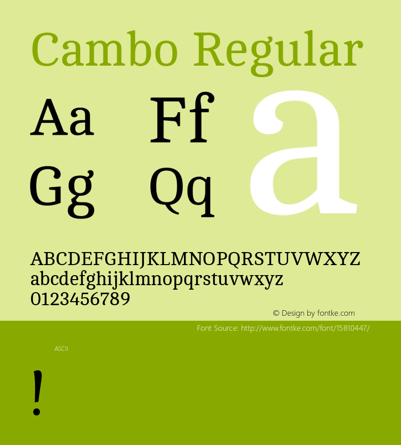 Cambo Regular Version 2.001; ttfautohint (v1.4.1)图片样张