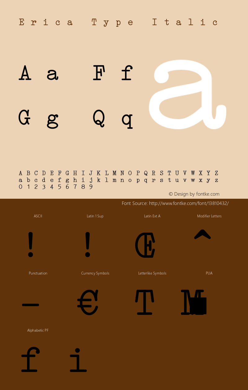 Erica Type Italic Version 1.000 2010 initial release图片样张