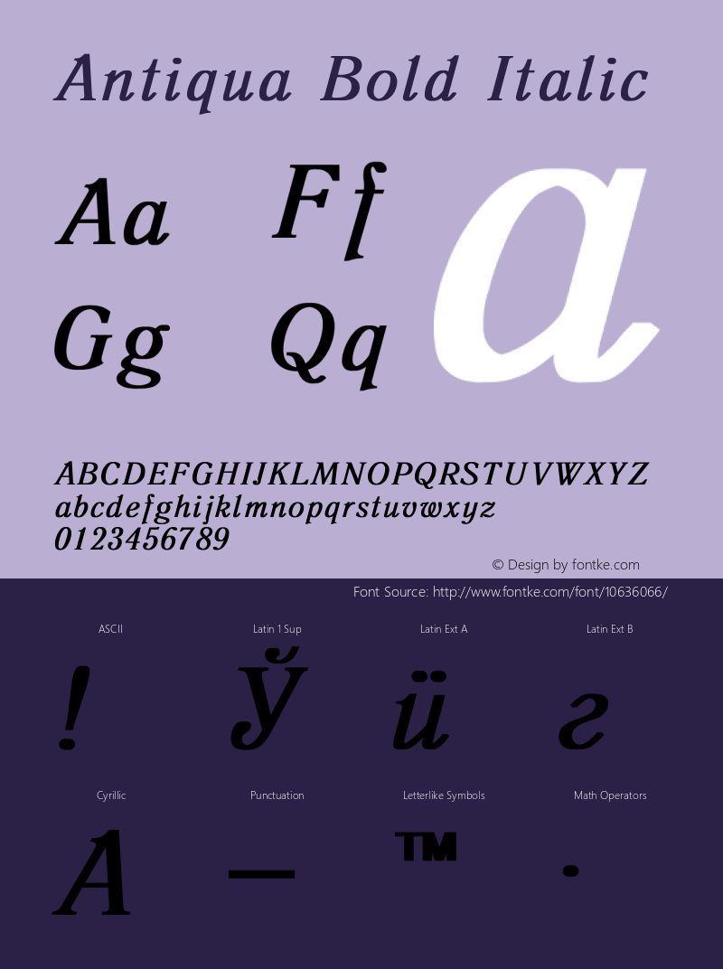 Antiqua Bold Italic Converted from t:\ANTIQUA1.BF1 by ALLTYPE图片样张